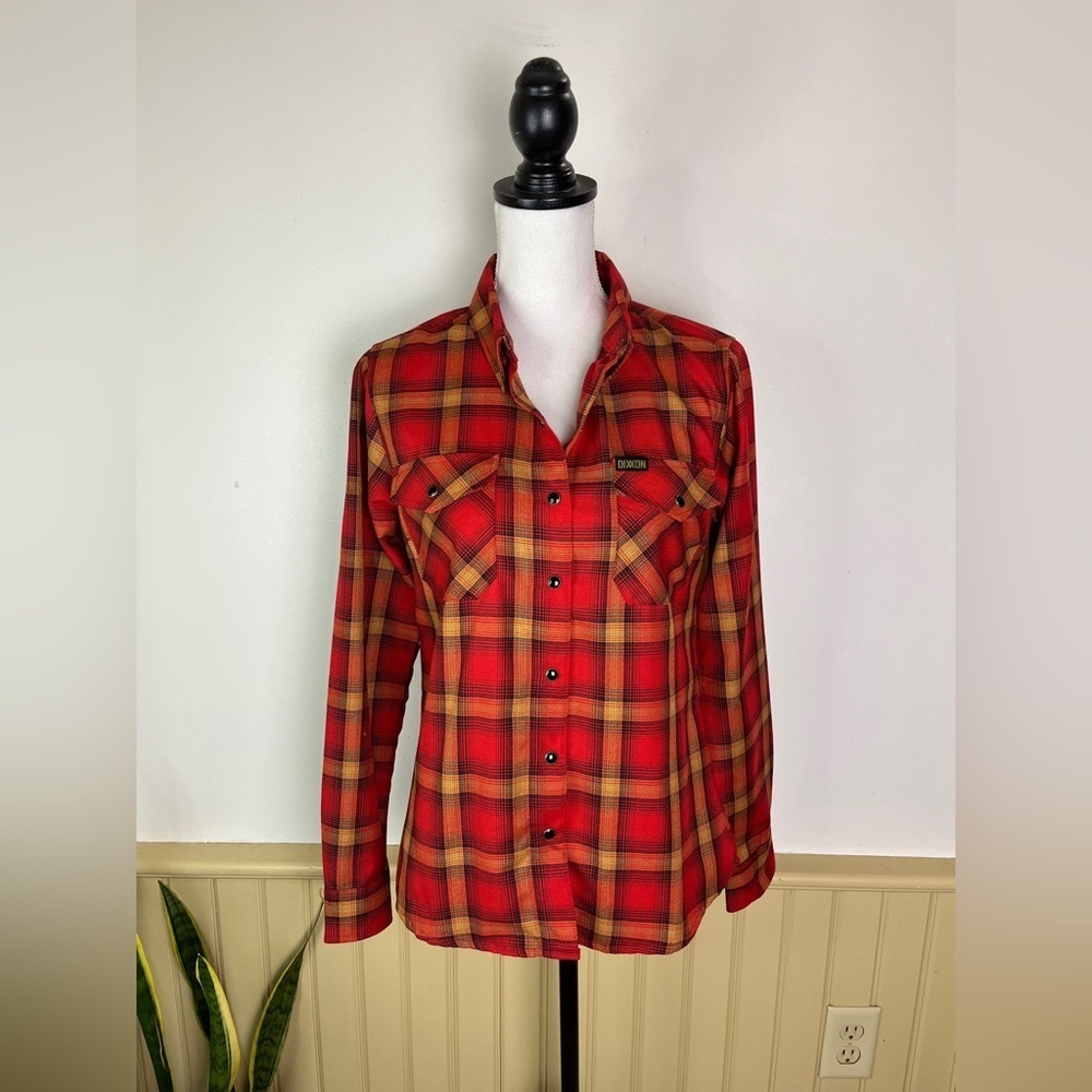 Dixxon JARHEAD Women’s S Red Plaid Flannel Shirt Fitted Button Down Fall Layers